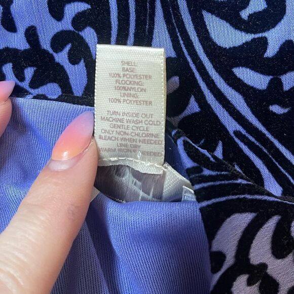 Ann Taylor Loft Factory Periwinkle & Black Velveteen Tapestry Damask Dress - Picture 15 of 15
